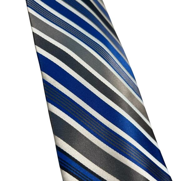 Vintage Colours Men's Alexander Julian Blue and Gray Striped Tie - Picture 3 of 6